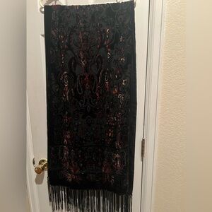 BURNT OUT VELVET SCARF - Susan Graver Large Burgundy and Black